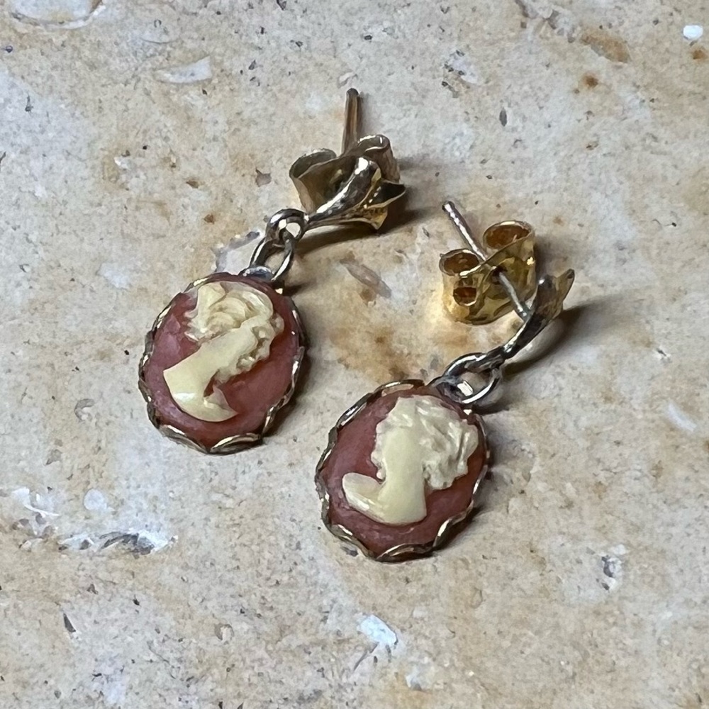 Antique Cameo Drop Earrings
